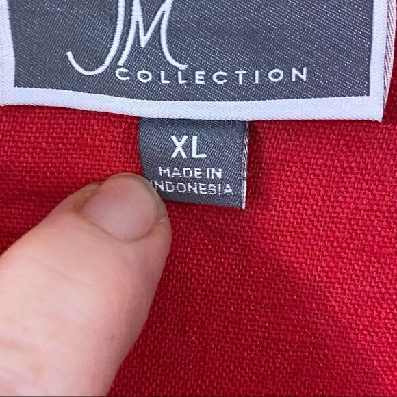 JM Collection Red/Orange Linen Tunic Top Size XL - Picture 4 of 6